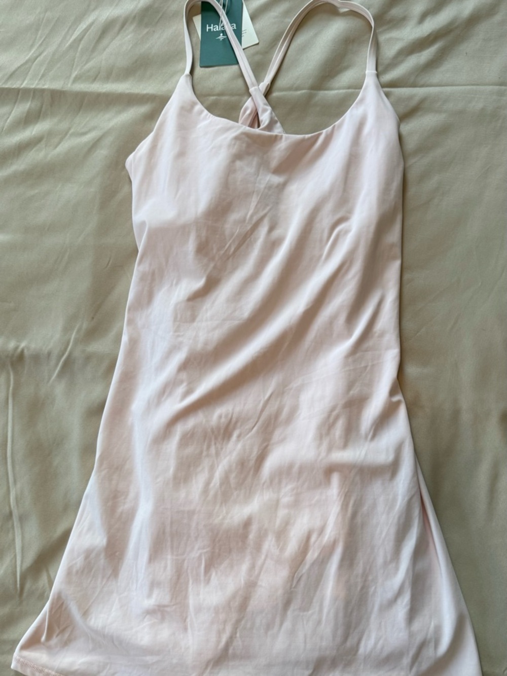 HALARA Pale Pink Activewear Easy-Peasy dress with built in shorts & bra support